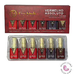 Kit Esmalte em Gel Vermelho Absoluto - Fan Nails