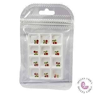 Mini Cereja 3D Dourada  - Dafu