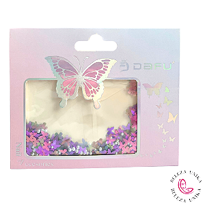 Decoração Borboleta Holográfica Liláis - Dafu