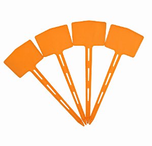 Kit 50 Vareta Plástica para Identificação de Plantas 15 cm - Cor Laranja