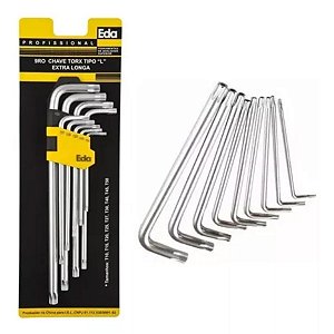 JOGO DE CHAVE TORX EXTRA LONGA COM 9 PEÇAS