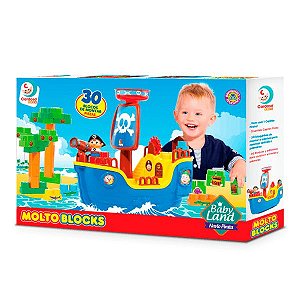 Navio Pirata Baby Land Molto Blocks com 30 peças Cardoso