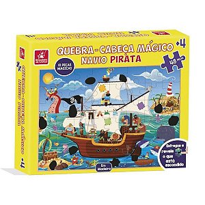 Quebra cabeça mágico navio pirata 48 peças Brincadeira de Criança