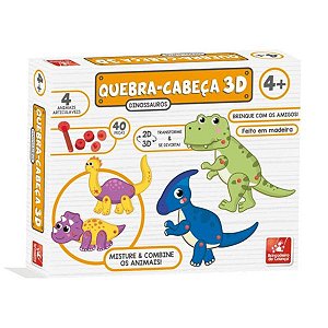 Quebra Cabeça 3d Dinossauros Articuláveis 40 peças Brincadeira de Criança