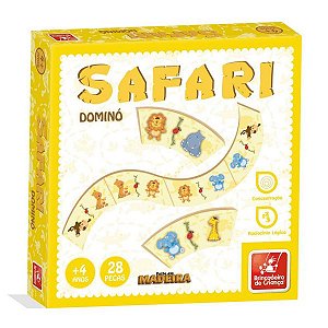 Jogo de Dominó Safari com 28 peças Brincadeira de Criança