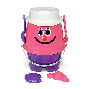 Balde Boneco Rosa com Acessórios