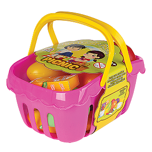 Cesta de Picnic Rosa com 20 Acessórios Braskit