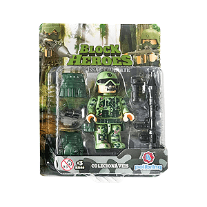 Boneco Articulado Block Heroes Combate Polibrinq