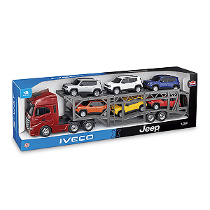 Caminhão Cegonha Iveco Jeep Renegade com 6 Carros Usual Brinquedos