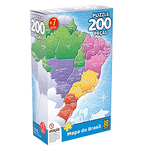 Quebra-Cabeça 200 Peças Mapa do Brasil Grow