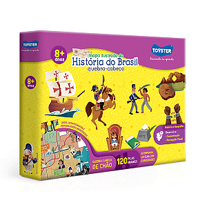 Quebra-Cabeça 120 Peças Mapa Ilustrado da História do Brasil Toyster