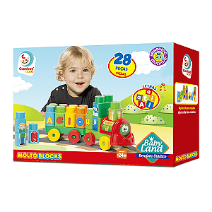Molto Blocks Baby Land Trenzinho Didático 28 peças Cardoso
