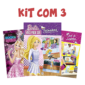 Kit com 3 Livros Barbie com Histórias