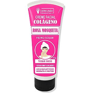 Creme Facial Colágeno Rosa Mosqueta Capim Limão 40g