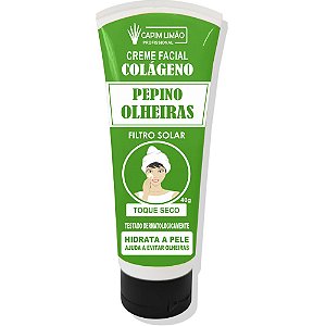 Creme Facial Colágeno Pepino Olheiras Capim Limão 40g