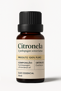 Óleo Essencial de Citronela 10ml – Cymbopogon winterianus | Repelente Natural e Purificante do Ambiente