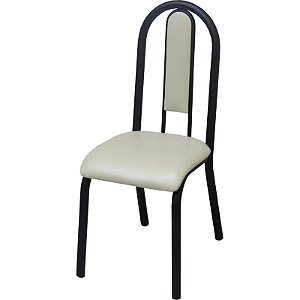 Cadeira de cozinha DO 442E pintura preto fosco estofado bége