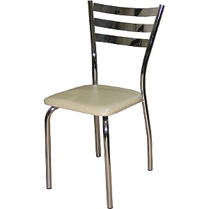 Cadeira de Jantar DO 447A cromada assento bége claro