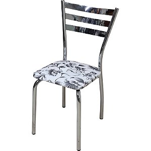 Cadeira para restaurante DO 447A cromada assento floral branco