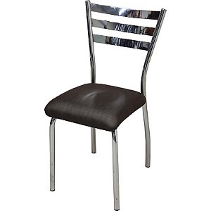 Cadeira para recepção cozinha cromada assento dunas marrom