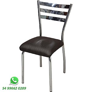 Cadeira para recepção cozinha cromada assento dunas marrom