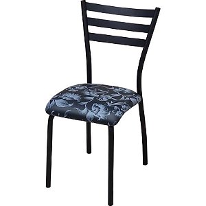 Cadeira de sala de jantar DO 447E preto fosco estofado floral fundo preto