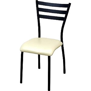 Cadeira sala de Jantar DO 447E preto fosco assento bége
