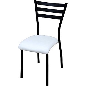 Cadeira de sala de jantar DO 447E preto fosco assento corino branco