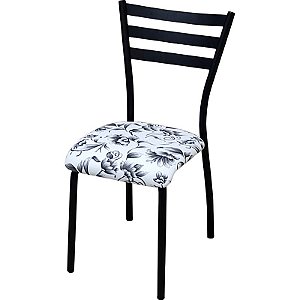 Cadeira sala de jantar DO 447E preto fosco assento floral bral