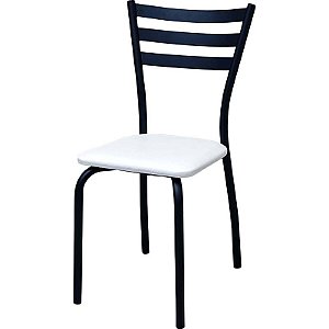 Cadeira para cozinha DO 447A preto fosco assento corino branco