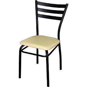 Cadeira de restaurante com reforço preta assento bége
