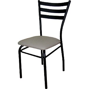 Cadeira de restaurante com reforço preta assento bége escuro