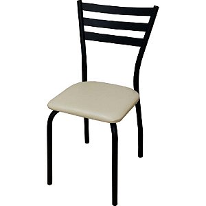Cadeira de cozinha DO 447A preto fosco assento corino bége claro