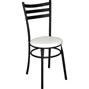 Cadeira DO 424 para cozinha pintura preta assento branco