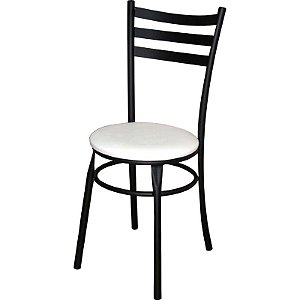 Cadeira DO 424 para cozinha pintura preta assento branco