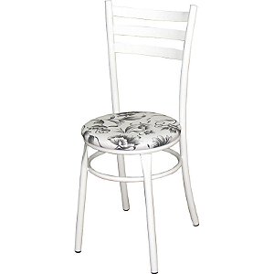Cadeira DO 424 para cozinha pintura branca assento floral branco