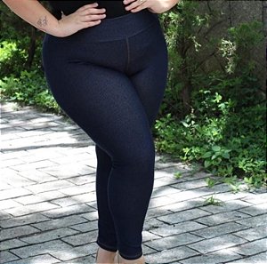 Calça Legging Plus Size Cotton Imita Jeans