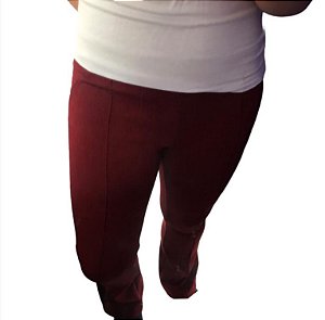 Calça Flare Feminina Malha Jacar Com Dois Bolsos