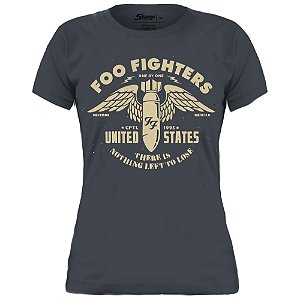 Camiseta Babylook preta Rock Foo Fighters
