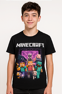 Camiseta preta Minecraft
