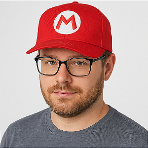 Boné vermelho bordado Super Mário