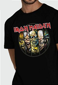 Camiseta preta Rock banda Iron Maiden -;All Edies