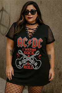 Vestido plus size Rock ACDC BLACK ICE