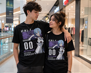 Camiseta preta de anime Evangelion OR