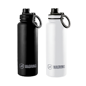 Garrafa Térmica com Suporte MagSafe, Aço Inoxidável, Bebidas Geladas por 24h e Quentes por 12h, Ideal para Treinos e Uso Diário - BRANCA / PRETA -  MagRing - Gshield