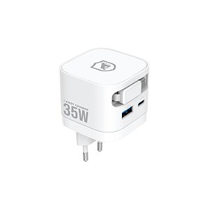Carregador de Parede Turbo 35W com Cabo Retrátil Tipo C + 1 Entrada USB-A + 1 Entrada USB-C - Raptor  - Gshield