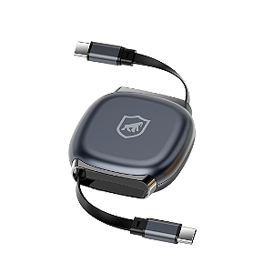 Cabo Retrátil Tipo C / Tipo C 100W - Fast Charge 1M, Transferência 480Mb/s, Compatível com Android, Notebooks e Centrais Automotivas - Victus - Gshield