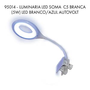LUMINARIA LED SOMA  C4 BRANCA (4W) LED BRANCO/AZUL AUTOVOLT