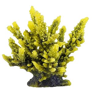 ENFEITE DE SILICONE SOMA CORAL ACROPORA HIDNOPHORA ROXA E AMARELA