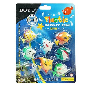 PEIXES PLASTICOS BOYU PEQUENOS COM8 UNIDADES (BLISTER CARD)